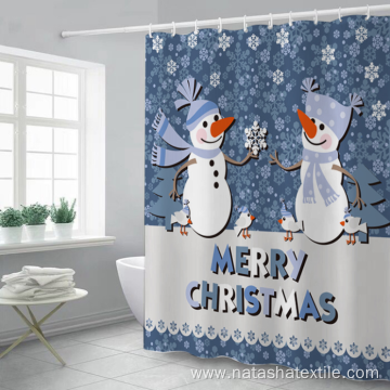 Christmas digital prinitng non-perforated shower curtain